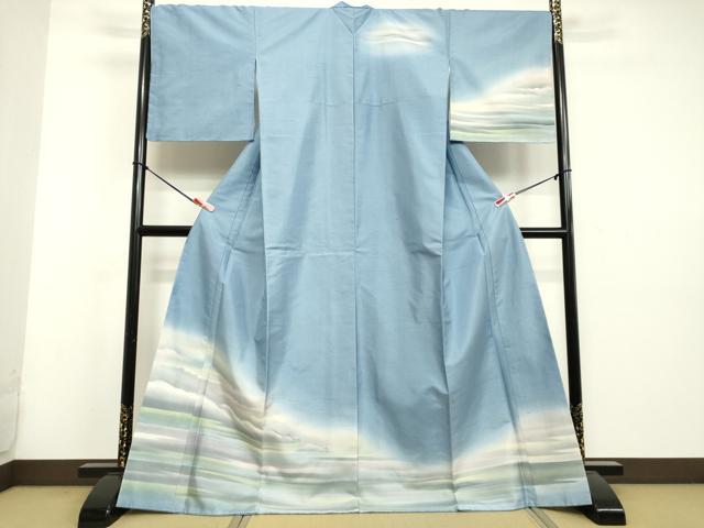 平和屋着物●訪問着　紬地　雲霞文　正絹　逸品　未使用　DAAU0758tw