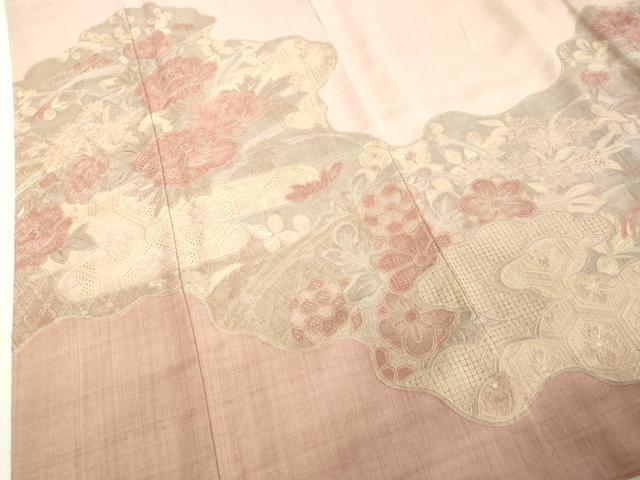 値下げ交渉ＯＫ！紋意匠地 汕頭刺繍 総刺繍 訪問着 正絹 Ｂ５６３ 値下げ交渉OK！紋意匠地 汕頭刺繍 総刺繍 訪問着 正絹 B563