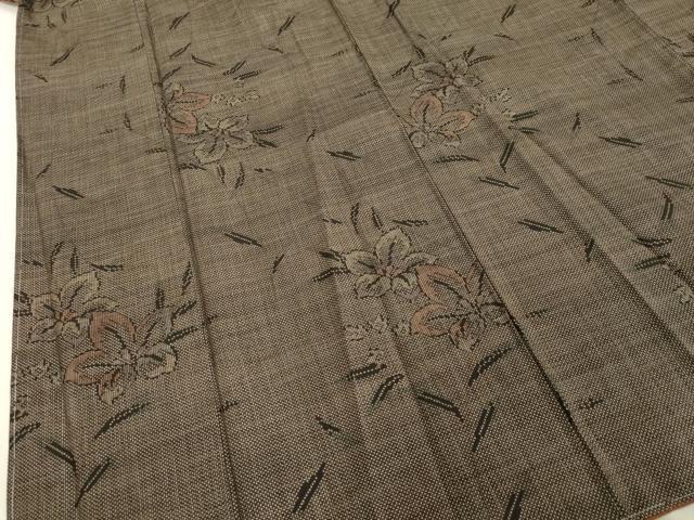 平和屋着物○本場大島紬 7マルキ 古代染色純泥染 草花文 森実