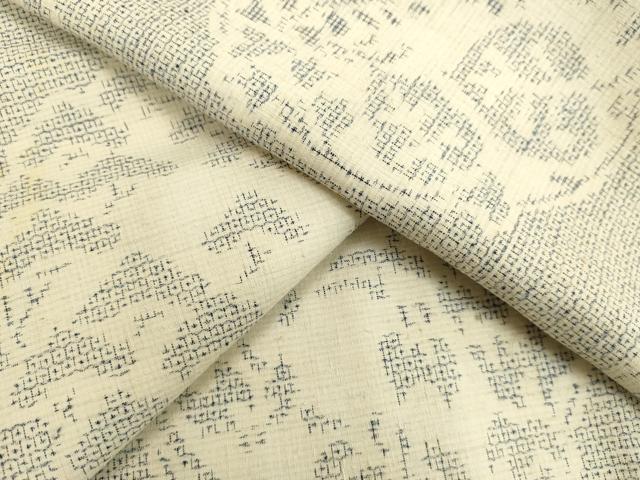 平和屋着物●本場結城紬　重要無形文化財　100亀甲　草葉丸文　正絹　逸品　DAAU0808tw