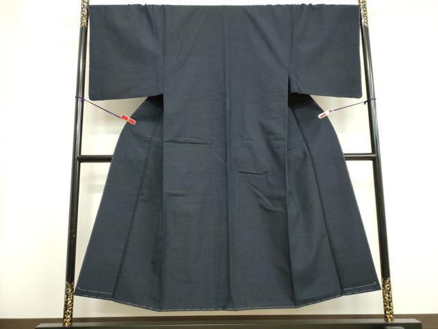 平和屋着物●男性　紬　アンサンブル　藍鉄色　正絹　逸品　DAAU0815tw 平和屋着物○男性 紬 アンサンブル 藍鉄色 正絹 逸品 DAAU0815tw