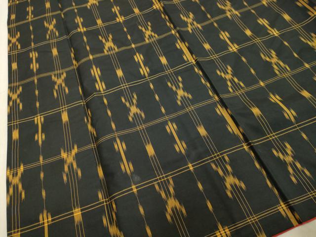 平和屋着物○上質な紬 絣文様 黒地 正絹 逸品 DAAU0844tw