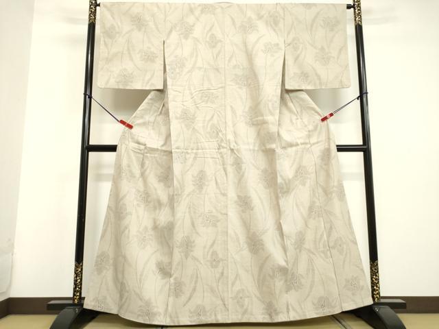 平和屋着物○本場結城紬 重要無形文化財 120亀甲 更紗花文 正絹