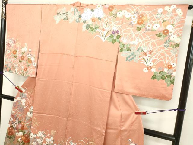 平和屋着物○訪問着 駒刺繍 草花文 金彩 正絹 逸品 DAAU0865tw