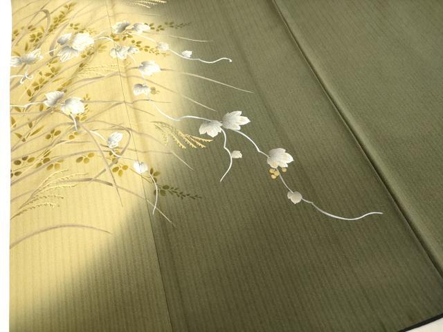 平和屋着物○訪問着 駒刺繍 葡萄蔦の葉文 暈し染め