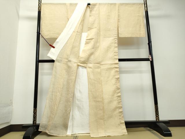 平和屋着物＊夏物　小千谷ちぢみ　蜂蜜色　麻　逸品　DAAU2311ud_2