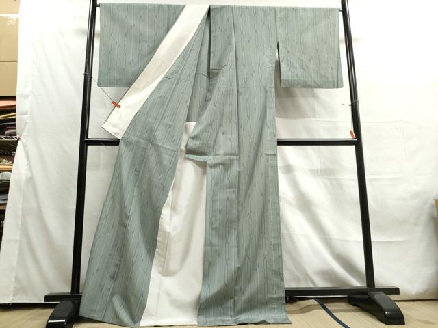 平和屋着物＊夏物　明石ちぢみ　絣文様　ロング丈　正絹　逸品　DAAU2608ud_2