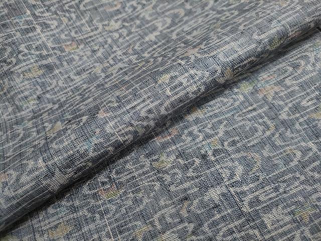 平和屋着物▽上質な紬 単衣 流水舞葉文 正絹 逸品 DAAU2658ud