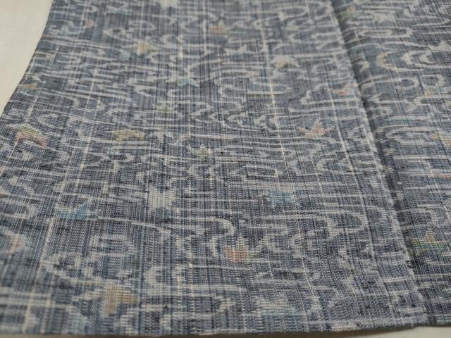 平和屋着物▽上質な紬　単衣　流水舞葉文　正絹　逸品　DAAU2658ud 平和屋着物▽上質な紬 単衣 流水舞葉文 正絹 逸品 DAAU2658ud