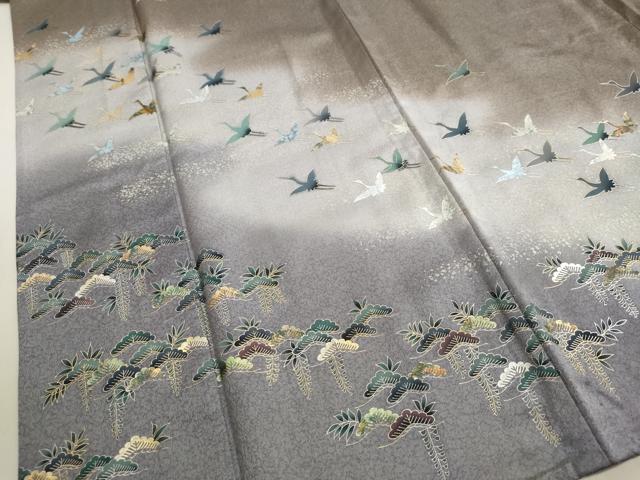 平和屋着物▽訪問着 単衣 飛鶴松文 暈し染め 金銀彩