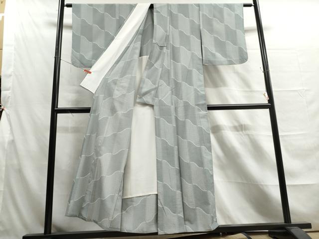 平和屋着物▽小紋 単衣 変わり格子文 洗える着物 DAAU2720ud