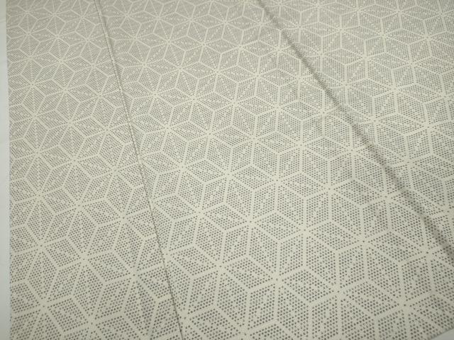 平和屋着物▽雅塩沢 紬 単衣 三代目市三郎 麻の葉文様 証紙付き