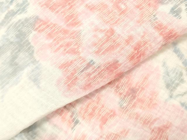 平和屋着物＊夏物　本場小千谷ちぢみ　牡丹　麻　逸品　DAAW0944op