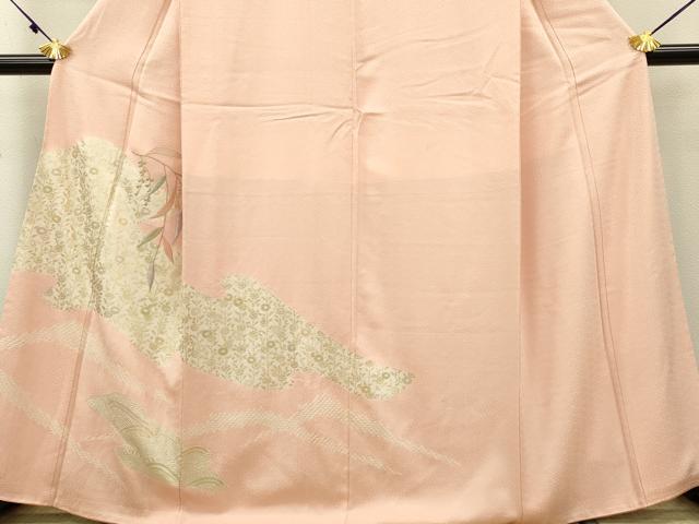 ［3145］［3925］訪問着 草花文 落款有 作家物 金彩 正絹 着物 袷 3145］［3925］訪問着 草花文 落款有 作家物 金彩 正絹 着物 袷