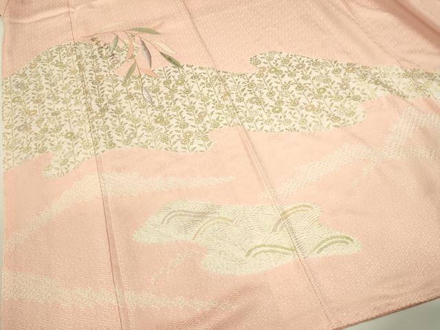 平和屋着物○訪問着 駒刺繍 絞り 草花文 黒地 金彩 正絹 逸品 DAAW5876ud