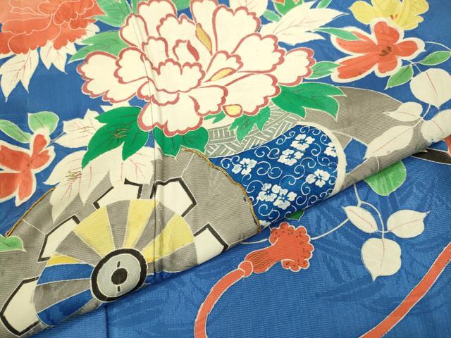 平和屋着物○アンティーク 大正ロマン 訪問着 駒刺繍 花車文 正絹 逸品