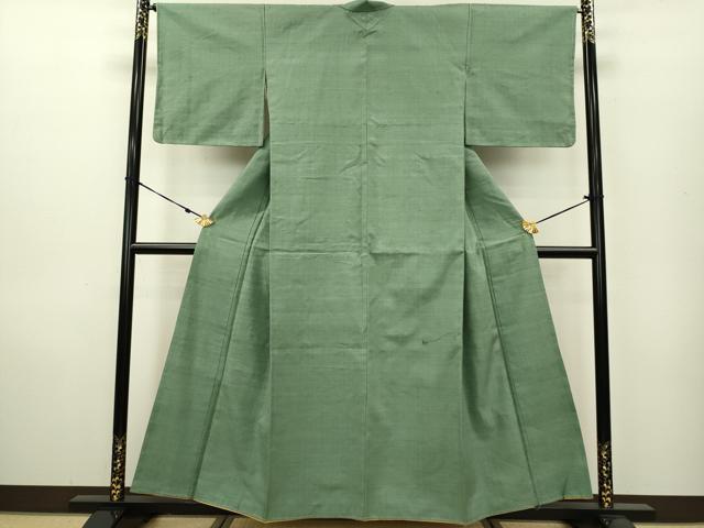 平和屋着物●本場結城紬　重要無形文化財　老竹色　正絹　逸品　DAAU3956du 平和屋着物○本場結城紬 重要無形文化財 老竹色 正絹 逸品 DAAU3956du