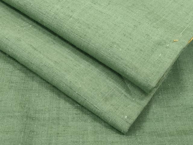 平和屋着物●本場結城紬　重要無形文化財　老竹色　正絹　逸品　DAAU3956du