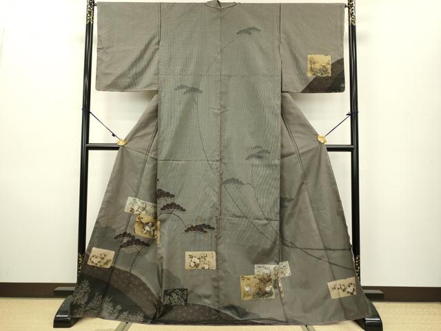 平和屋着物●本場大島紬　訪問着　狛犬　鶴　正絹　逸品　未使用　DAAU3961du