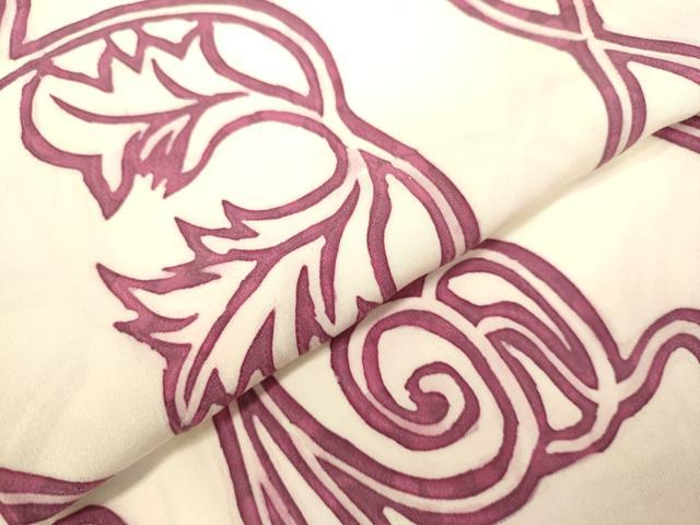 平和屋着物●上質な小紋　手描き　葡萄蔦の葉文　正絹　逸品　DAAU3967du 平和屋着物○上質な小紋 手描き 葡萄蔦の葉文 正絹 逸品 DAAU3967du