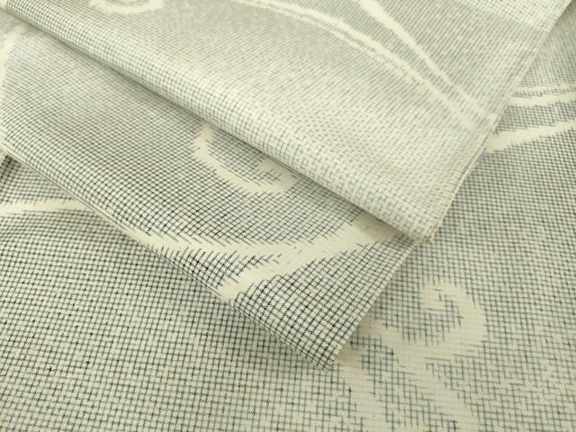 平和屋着物▽本場大島紬　白大島　単衣　唐草文　正絹　逸品　DAAU3986du