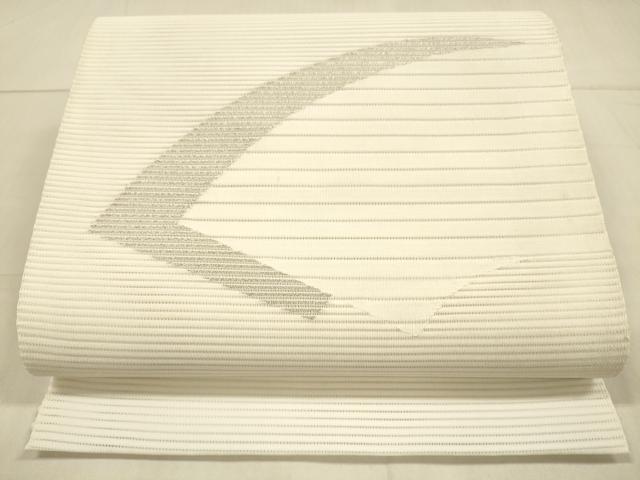 平和屋着物＊夏物　絽綴れ　八寸名古屋帯　抽象文様　銀糸　DAAW4255cm