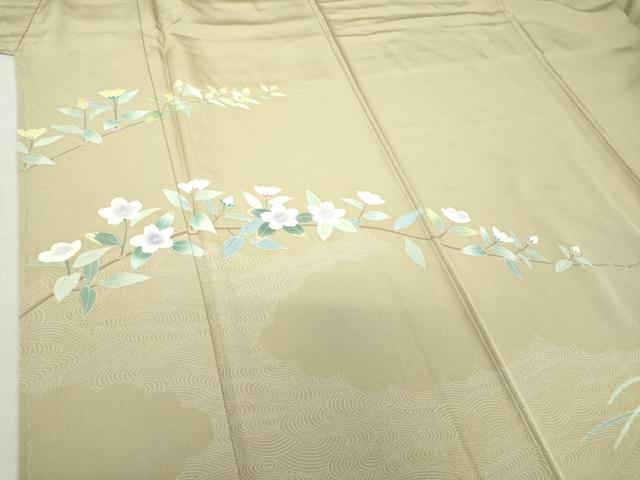 平和屋着物○訪問着 友禅 作家物 枝花文 正絹 逸品 未使用