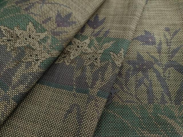 平和屋着物●本場大島紬　9マルキ　横段草花文　正絹　逸品　DAAU5023ps