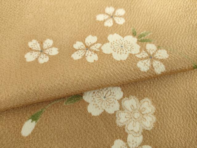 平和屋着物○上質な小紋 舞桜 鬼しぼ縮緬 金彩 ゑり善扱い