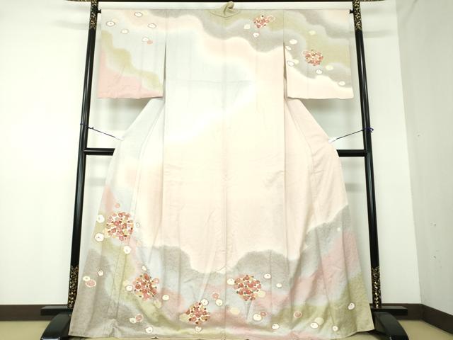 平和屋着物●訪問着　作家物　駒刺繍　桐竹鳳凰地紋　花丸文　暈し染め　金彩　正絹　逸品　DAAU5041ps