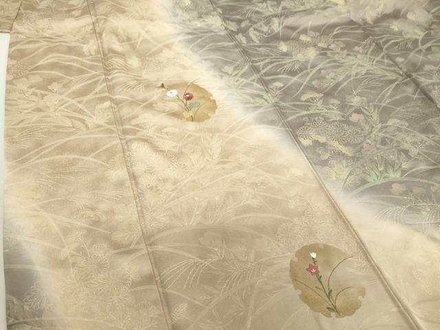 平和屋着物○訪問着 駒刺繍 風景笠松花文 暈し染め 金彩