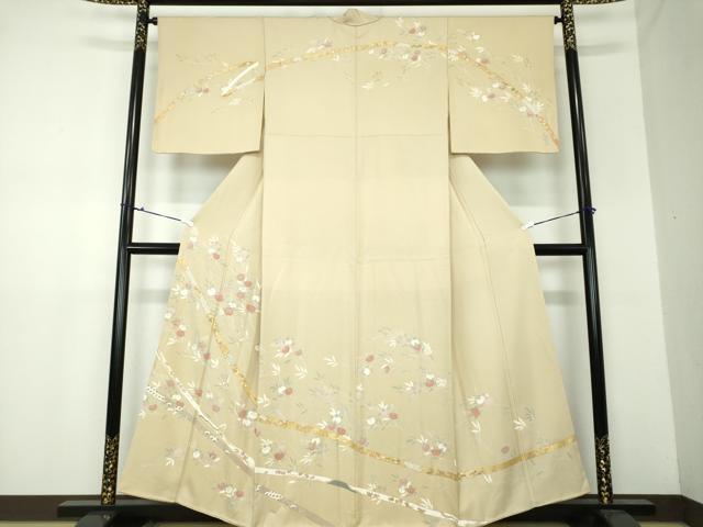 平和屋着物●訪問着　駒刺繍　鬘帯花文　橘　金彩　正絹　逸品　DAAU5060ps