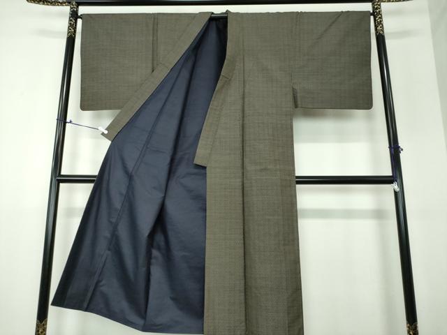 平和屋着物○男性 本場大島紬 アンサンブル 長羽織 亀甲柄 正絹 逸品