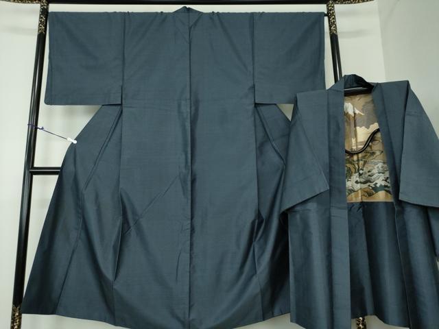 平和屋着物●男性　本場大島紬　アンサンブル　長羽織　亀甲柄　正絹　逸品　DAAU5122ps