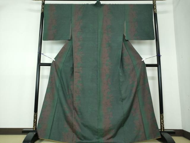 平和屋着物●結城紬　100亀甲　蔦の葉間道　正絹　逸品　DAAU5131ps