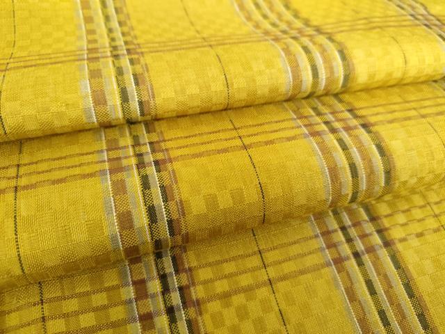 平和屋着物●山下八百子　本場黄八丈　市松綾織　格子　正絹　逸品　DAAU5139ps