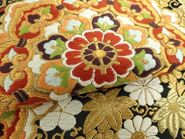 平和屋着物○金彩友禅作家 堤順三 太鼓柄袋帯 光彩?蒔絵 樹下