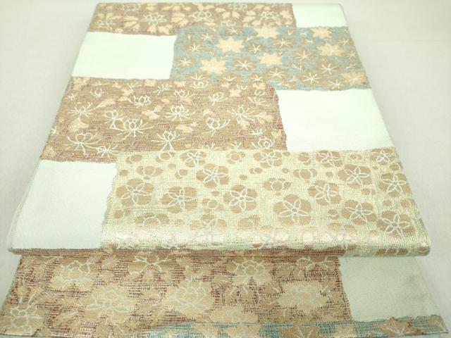 平和屋着物●西陣　川島織物　六通柄　本袋帯　横段花文　金糸　正絹　逸品　DAAU5151ps