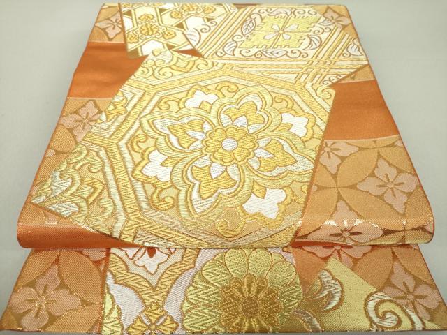 平和屋着物●西陣　川島織物　六通柄　本袋帯　色紙重ね更紗花文　金銀糸　正絹　逸品　DAAU5152ps