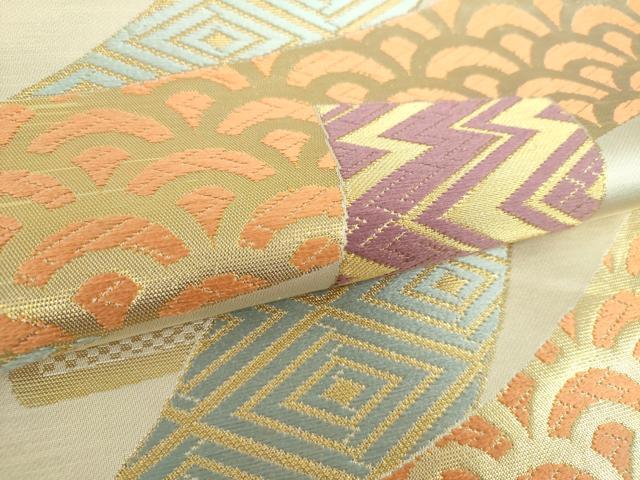 平和屋着物 明綴れ 太鼓柄袋帯 籬草花文 金糸 正絹 逸品 BAAL9832ea(仕立て