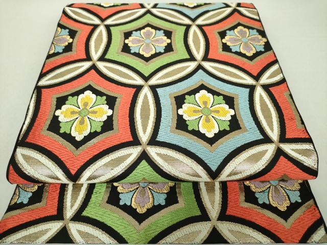 平和屋着物○西陣 川島織物 六通柄 本袋帯 唐織 七宝花文