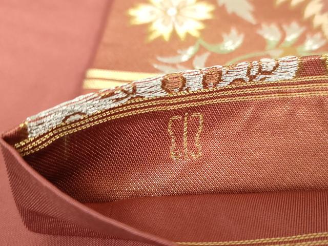 平和屋着物●西陣　川島織物　六通柄　本袋帯　更紗花鳥文　金銀糸　正絹　逸品　DAAU5174ps 平和屋着物○西陣 川島織物 六通柄 本袋帯 更紗花鳥文 金