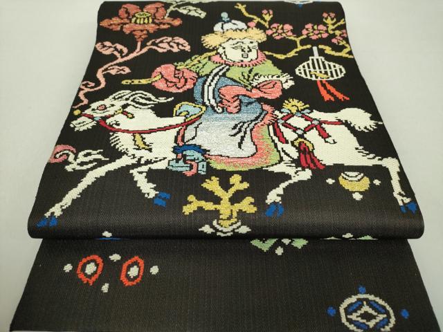 平和屋着物●龍村平蔵製　六通柄　本袋帯　人形手錦　金銀糸　正絹　逸品　DAAU5177ps