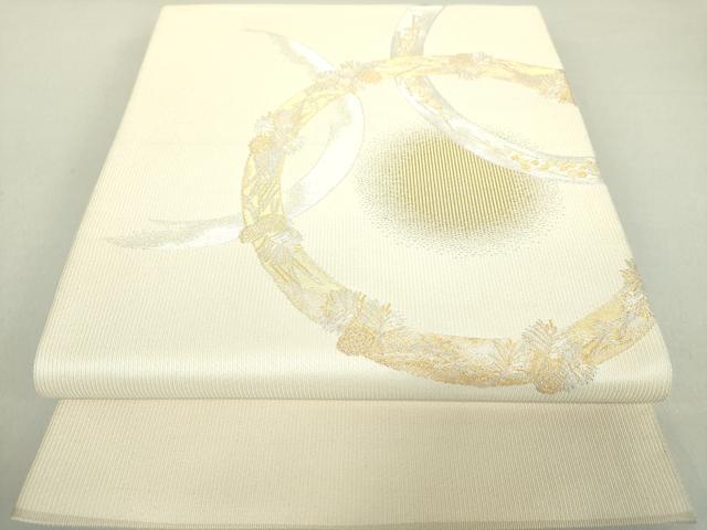 平和屋着物●西陣の名門　加納幸謹製　六通柄袋帯　輪繋ぎ　若松葉　金銀糸　正絹　逸品　DAAU5179ps