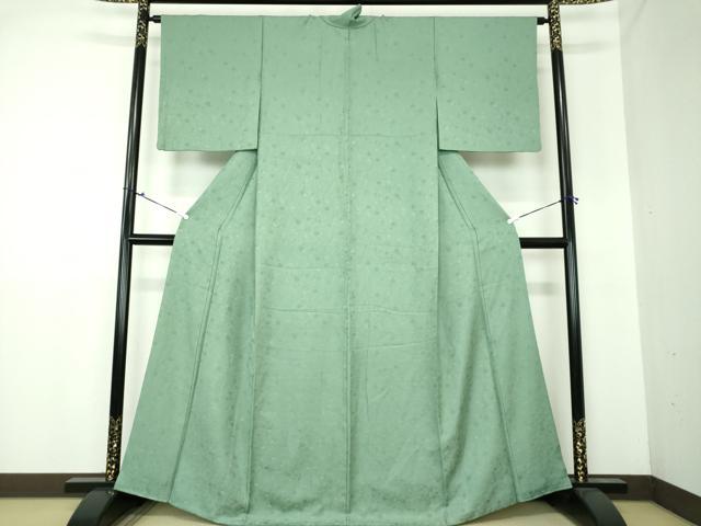 平和屋着物○上質な色無地 草花地紋 錆青磁色 正絹 逸品 DAAU5220ps