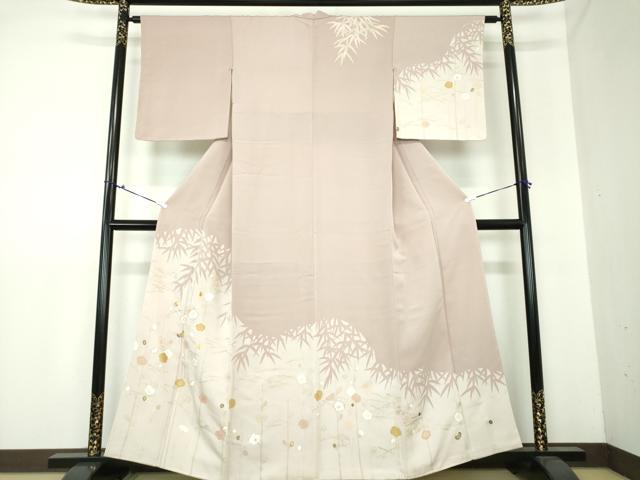 平和屋着物●訪問着　駒刺繍　松竹梅　槍梅　吹き寄せ　笹シルエット　金彩　正絹　逸品　未使用　DAAU5245ps