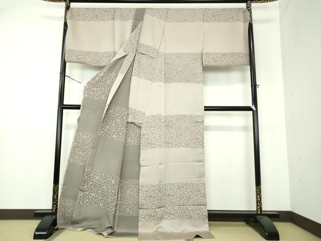 平和屋着物□極上 夏物 撫松庵 小紋 紗 笹竹花文 黒地 洗える着物 逸品