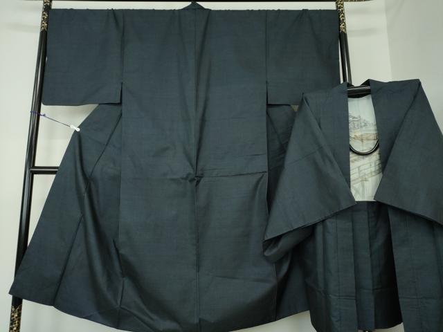 平和屋着物●男性　本場大島紬　アンサンブル　長羽織　亀甲柄　正絹　逸品　DAAU5289ps