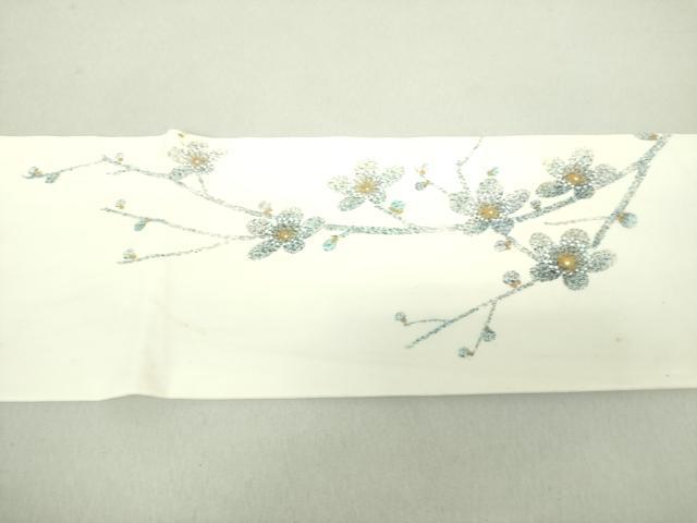 平和屋着物●塩瀬　九寸名古屋帯　渓雲作　枝垂れ梅　金彩　正絹　逸品　DAAU5323ps 平和屋着物○塩瀬 九寸名古屋帯 渓雲作 枝垂れ梅 金彩 正絹
