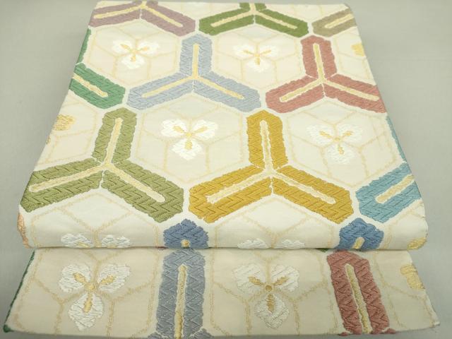 平和屋着物●六通柄袋帯　上代唐織　毘沙門亀甲文　金糸　正絹　逸品　DAAU5347ps